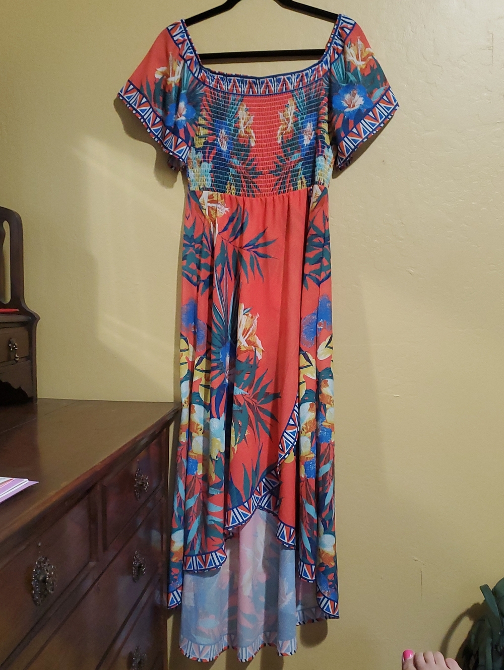 Jealous Tomato Orange Floral High-Low Maxi Dress